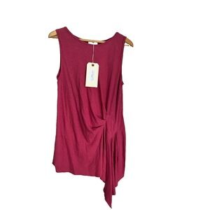 NWT Anthropologie T.la Tank Raspberry Pink Tucked Asymmetric  Hemp Size Small